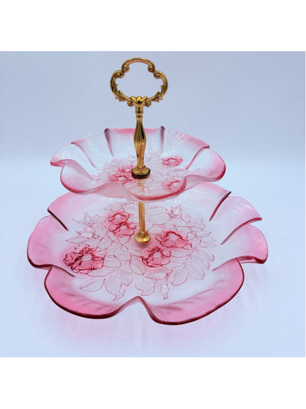 Vintage Mikasa Rosella Serving Stand Pink Two Tier